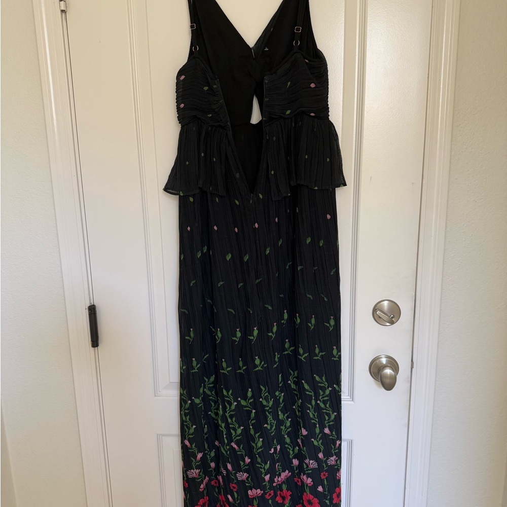 Black Floral Maxi Dress with Spaghetti Straps - Picture 8 of 12